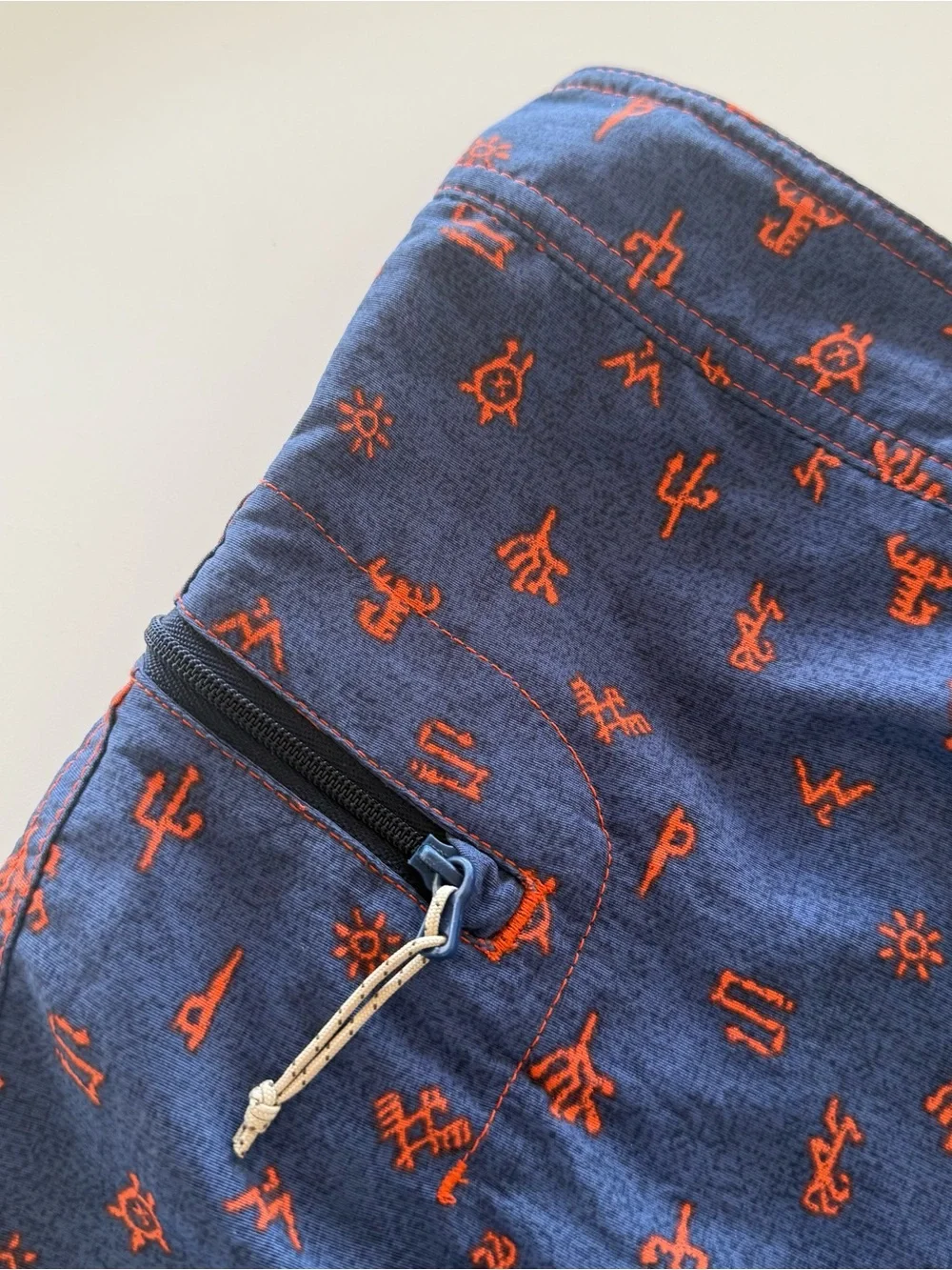 Patagonia Mens Board Shorts Blue Orange Southwest Desert Print Swim Trunks 36